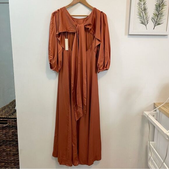 Rebecca Taylor Open Back Satin Auburn Dress in Size XS - Picture 11 of 12